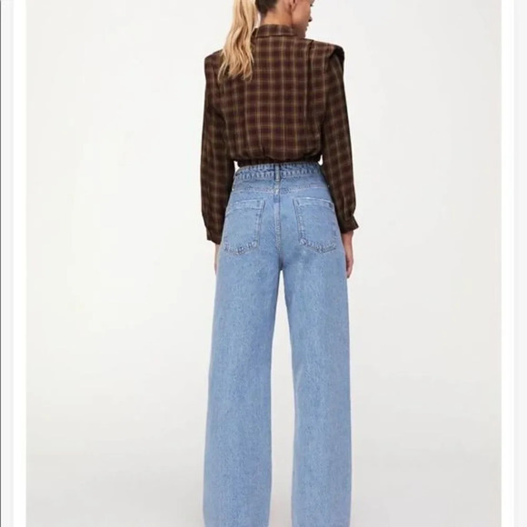 - Zara PLAID SHOULDER PAD BLOUSE - Picture 3 of 9